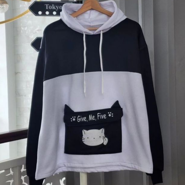 Givee Me Five Hoodie Atasan Perempuan Motif Terbaru Bahan Fleece