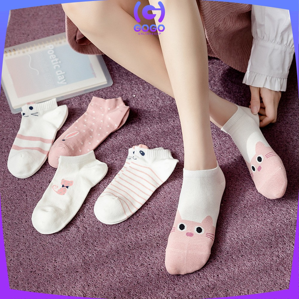 GOGO-P571 Kaos Kaki Wanita Korea Motif Kucing Ankle Socks / Kaoskaki Pendek Cat Semata Kaki Karakter Korean Fashion Women Sock Import