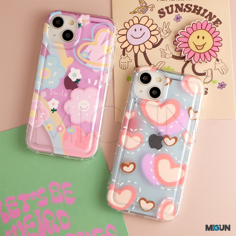 Fancy Heart And Sunflower Case - Softcase Fullcover For iPhone 7 8 SE2020 X XS XR XSMAX 11 11PRO 11PROMAX 12 13 MINI 14 PLUS PRO PROMAX