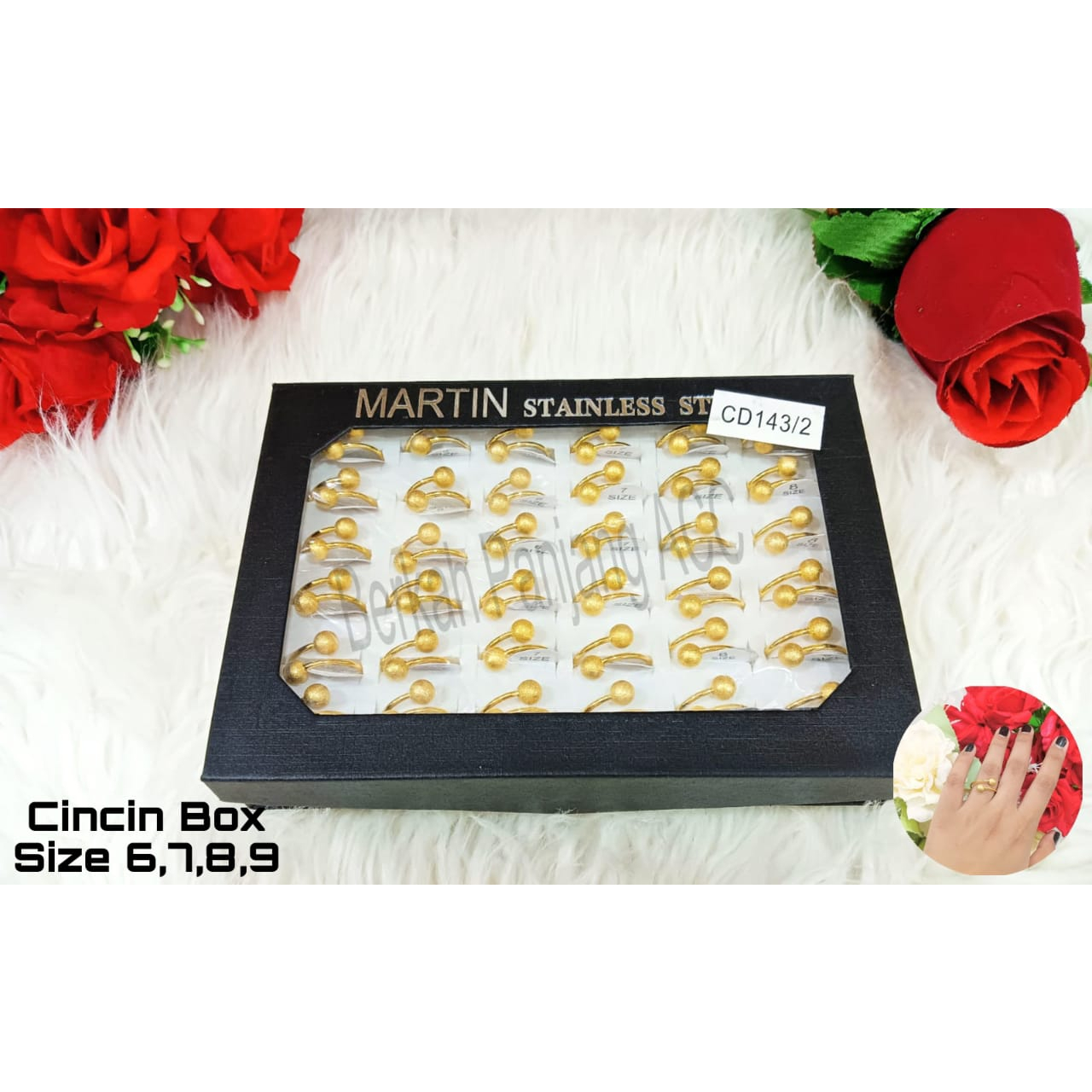 Cincin Box Permata Titanium Stainless steel Isi 36 PCS Anti Karat Anti Luntur