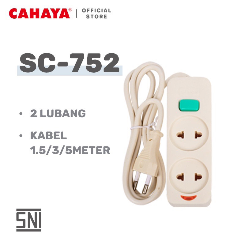 CAHAYA - Stop Kontak Kabel 2/3/4/5 Lubang &amp; 1.5/3/5M / Stop Kontak Gepeng SNI / SC-752/3/4/5