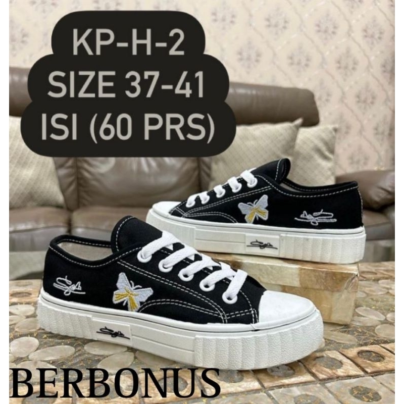 Sepatu SNEAKERS Sol Karet Lentur Bahan Kanvas Wanita Fashion 08