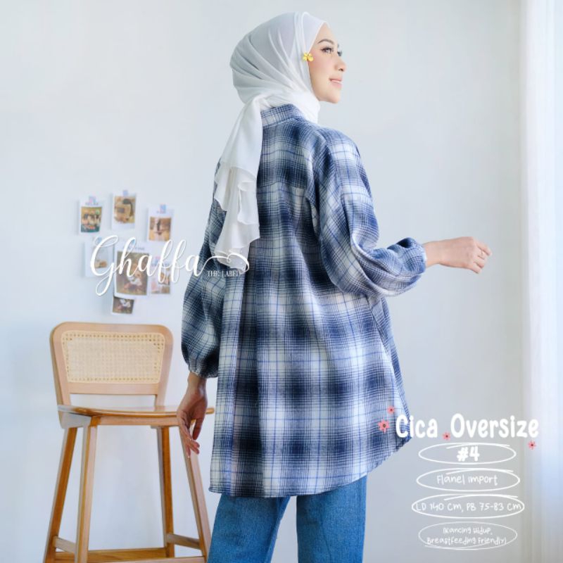 CICA OVERSIZE #4 BY GHAFFA THE LABEL / KEMEJA FLANEL WANITA / Atasan oversize jumbo muslimah