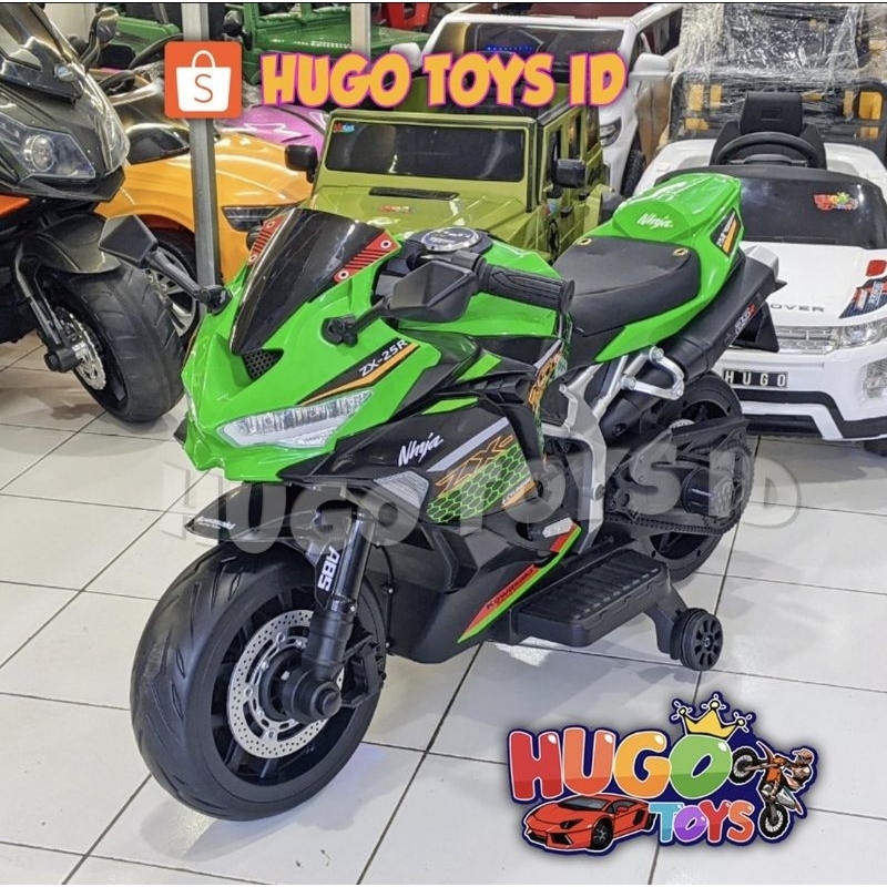 Motor Aki Anak Ninja ZX 25R ZX25R Motor Anak Gas Tangan Ban Karet 12V GP Aki Motor GP Anak