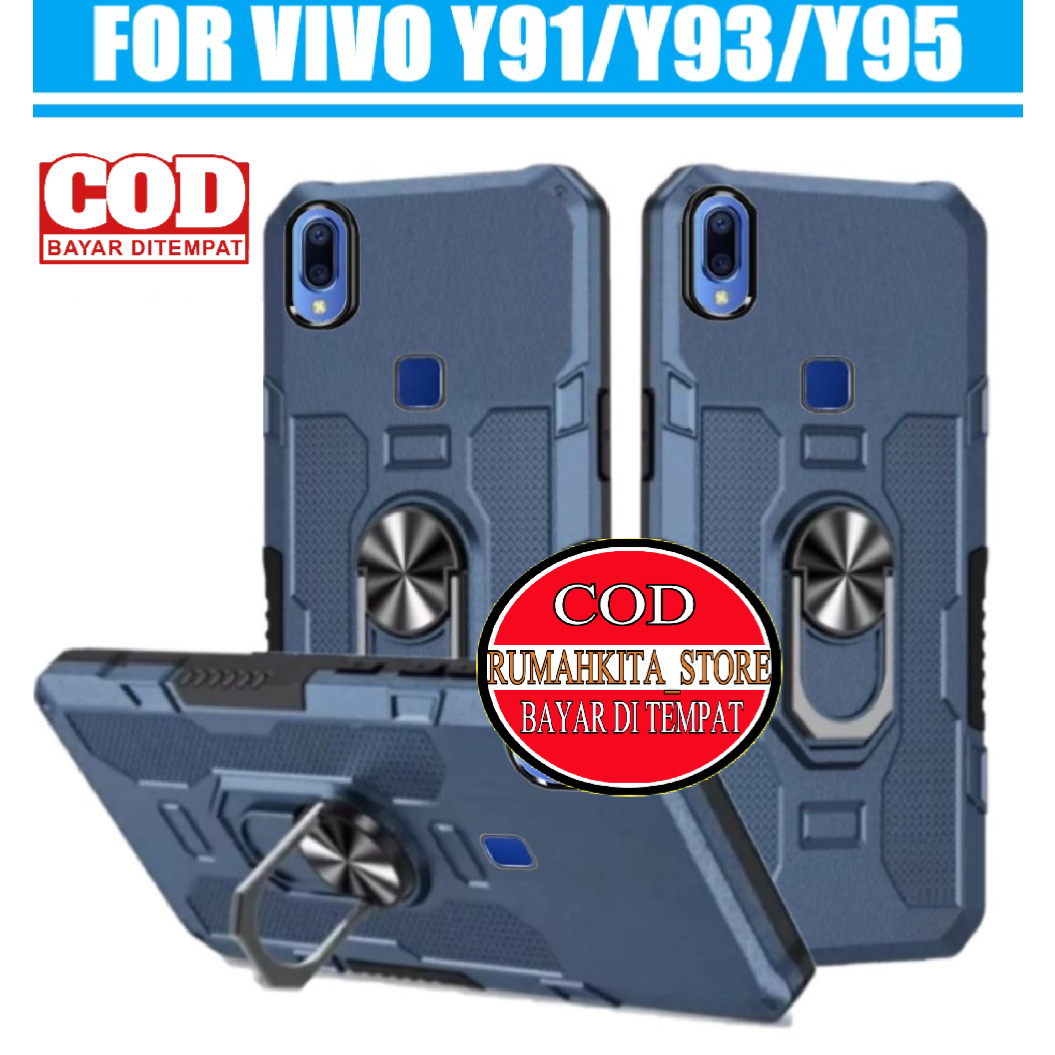 Case VIVO Y91/Y93/Y95 NEW Soft Case Robot Hit EYE Ring Standing Hard Case Carbon