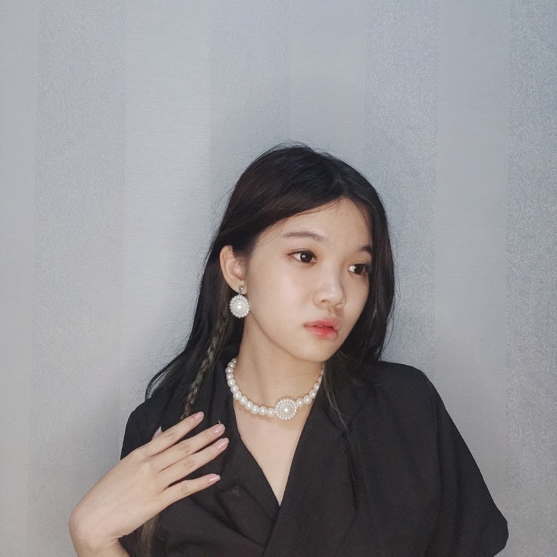 Gian Pearl Stud Statement Earrings Anting Tusuk Mutiara