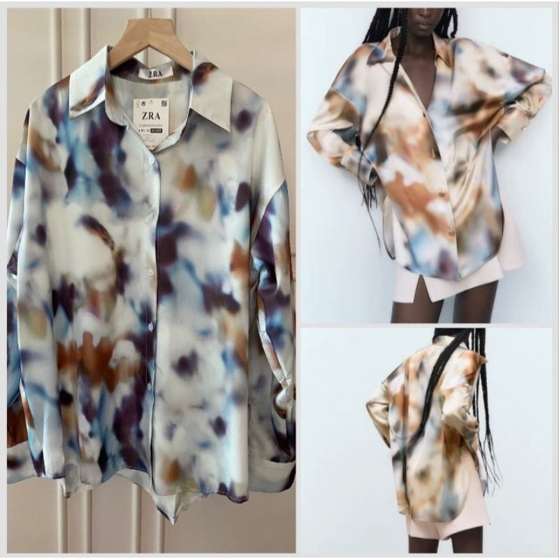 KEMEJA OVERSIZE ZRA WANITA IMPORT / KEMEJA ZARA TIEDYE BLUE BKK PREMIUM IMPORT