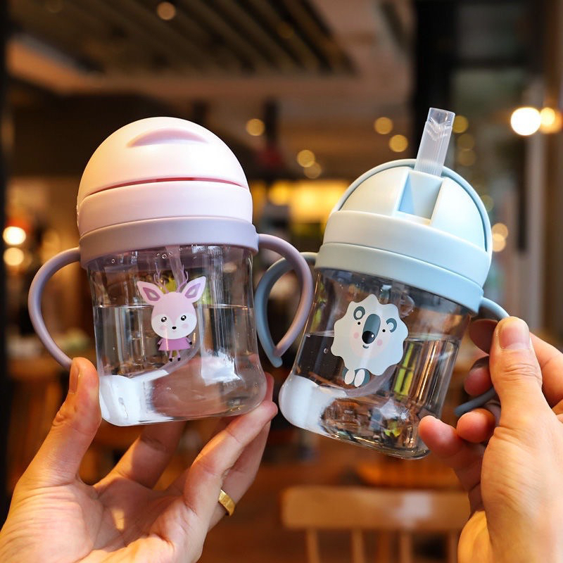 EryoneStore Botol Minum Anak Viral 280ML Botol Air Minum Anak Bayi Karakter Hewan Gelas Anak Balita Training Cup Baby Warna Pastel Botol Minum 280 ML