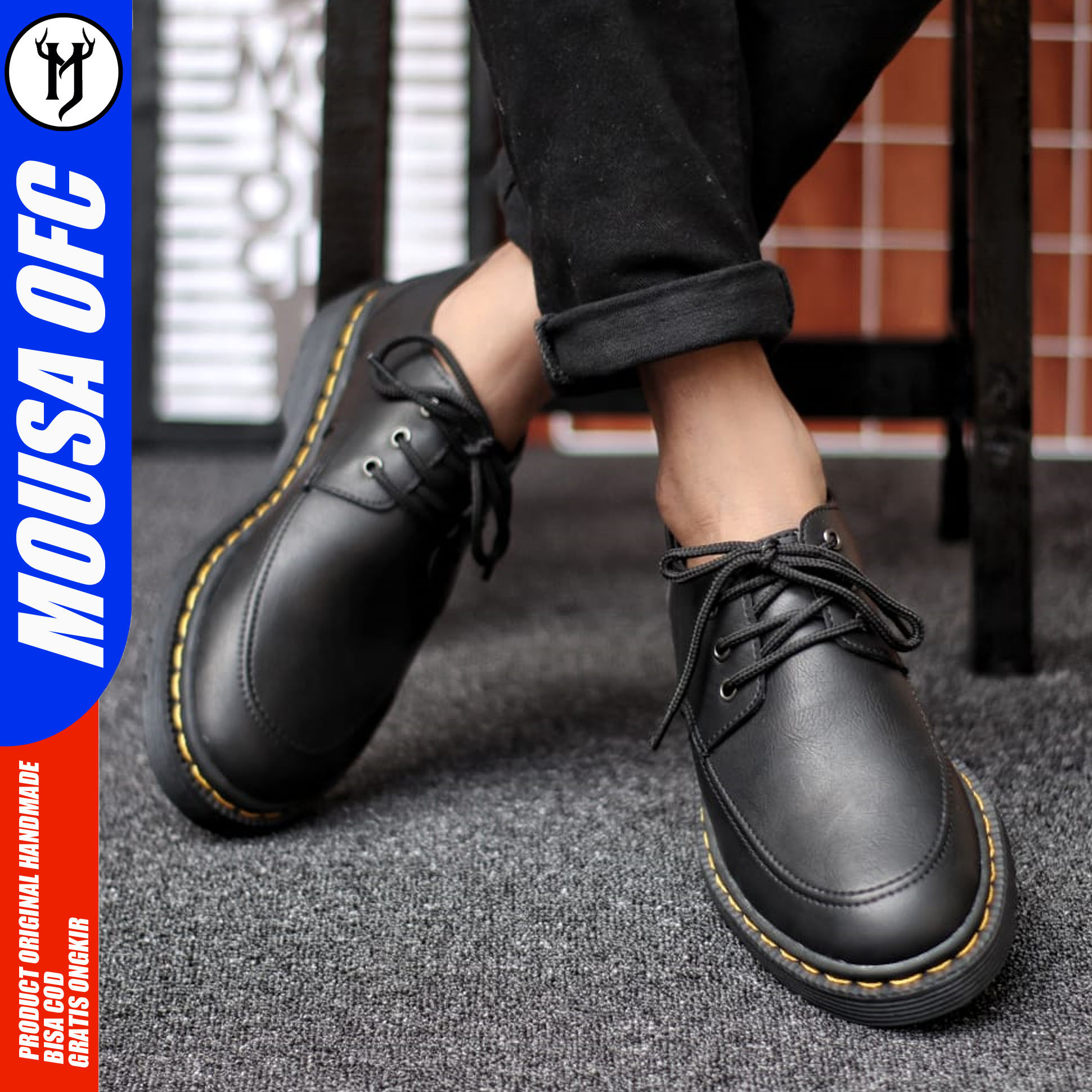 MOUSA Sepatu Pantofel Pria Oxford Formal Sepatu Casual Kerja Kuliah Lunox