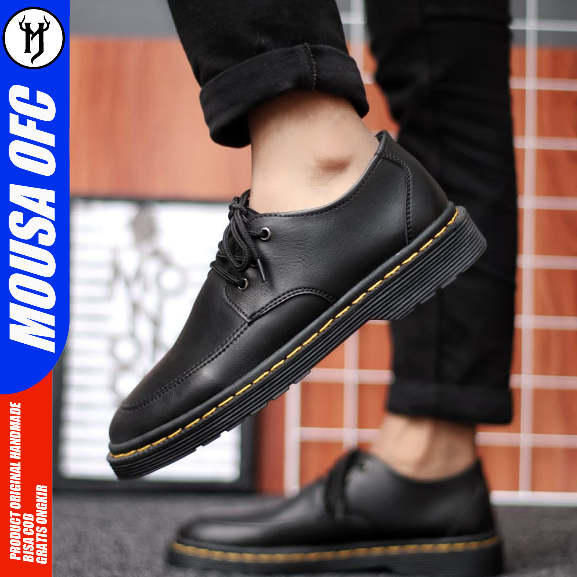 MOUSA Sepatu Pantofel Pria Oxford Formal Sepatu Casual Kerja Kuliah Lunox