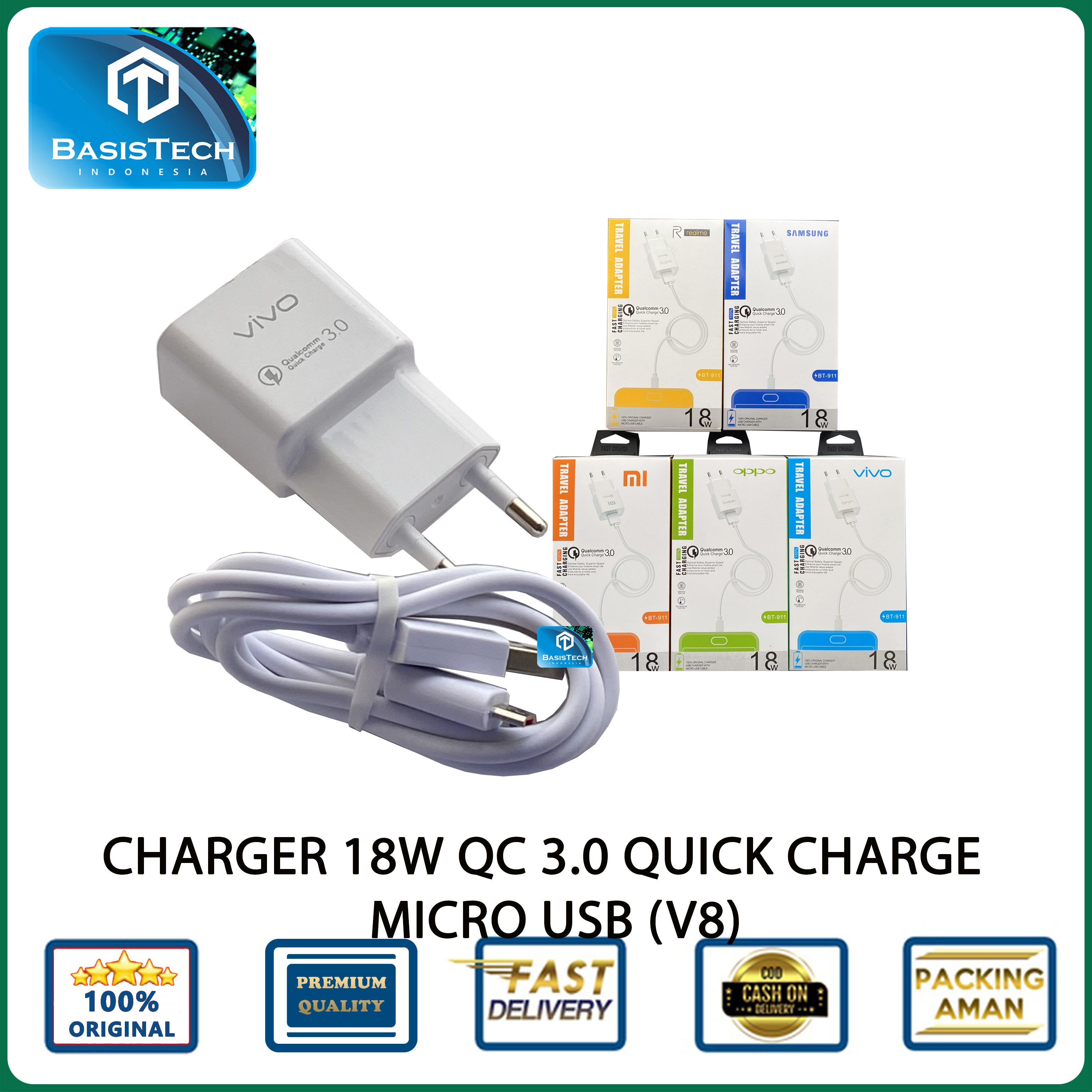 CHARGER CASAN MICRO USB V8 18W 2A QC 3.0 HOME QUICK CHARGE BT-911
