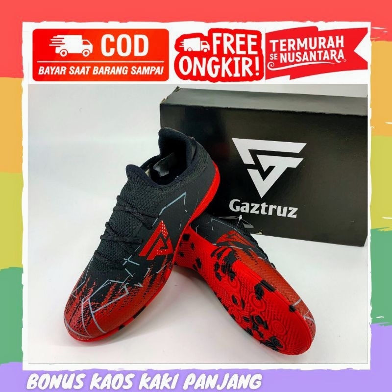 SEPATU FUTSAL SEMIBOOT GAZTRUZ VENTURE HITAM MERAH