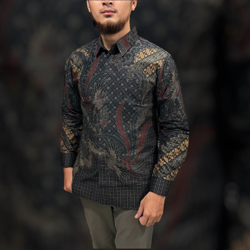 Batik Pria Slimfit premium Laksana ireng