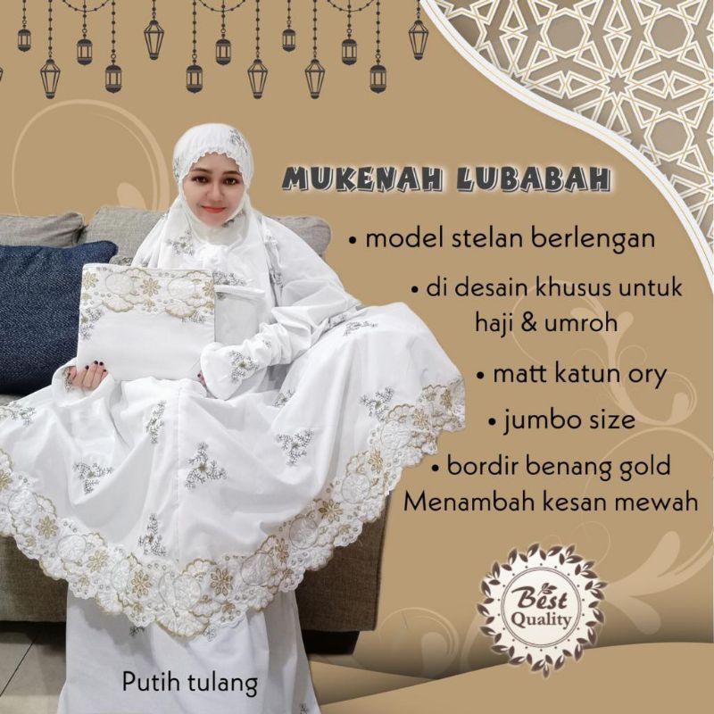 MUKENA HAJI MUKENA UMROH MUKENA LUBABAH MUKENA SETELAN BERLENGAN MUKENA POTONGAN BERLENGAN