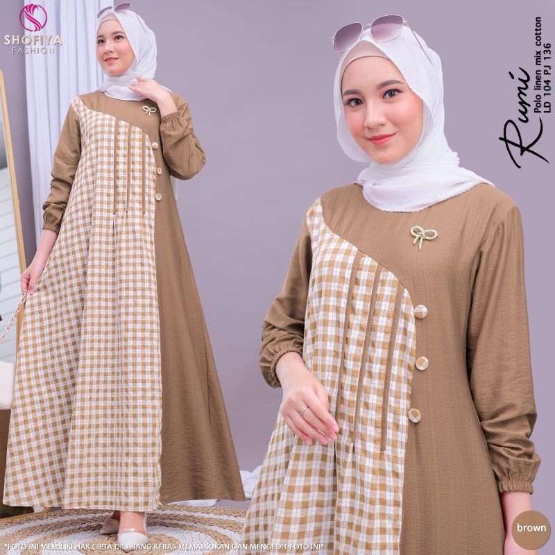 RUMI DRESS MOTIF KOTAK KOTAK By Shofiya