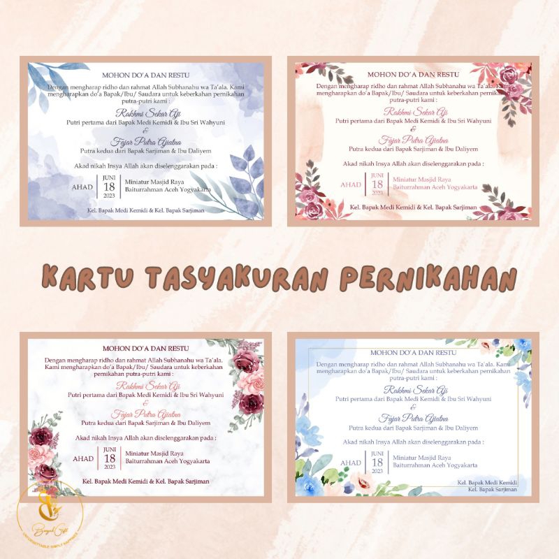 #1 Kartu Tasyakuran Syukuran Pernikahan Nikah Tutup Nasi Kotak Tutup Besek