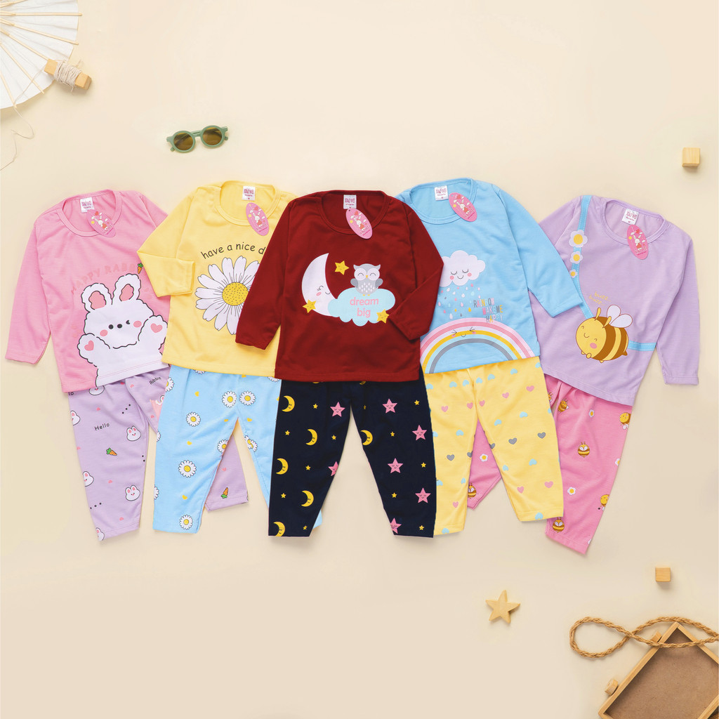 Setelan Anak &amp; Bayi Piyama Tidur Colourfur Print Set / Baju Anak Anak Unisex 0 - 4 Tahun/ Baju Tidur Anak Bayi / Baju Anak Perempuan / Baju Anak Laki Laki