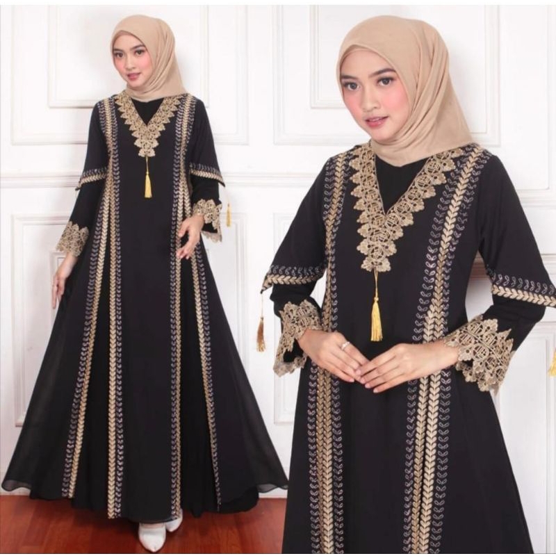 GAMIS ABAYA TURKEY RENDA V TANGAN JAMBUL