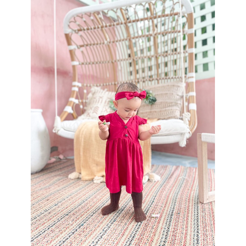 MINIQUIN Daisy Dress + Free Bandana (Baju Bayi Perempuan usia 0 - 18 bulan)