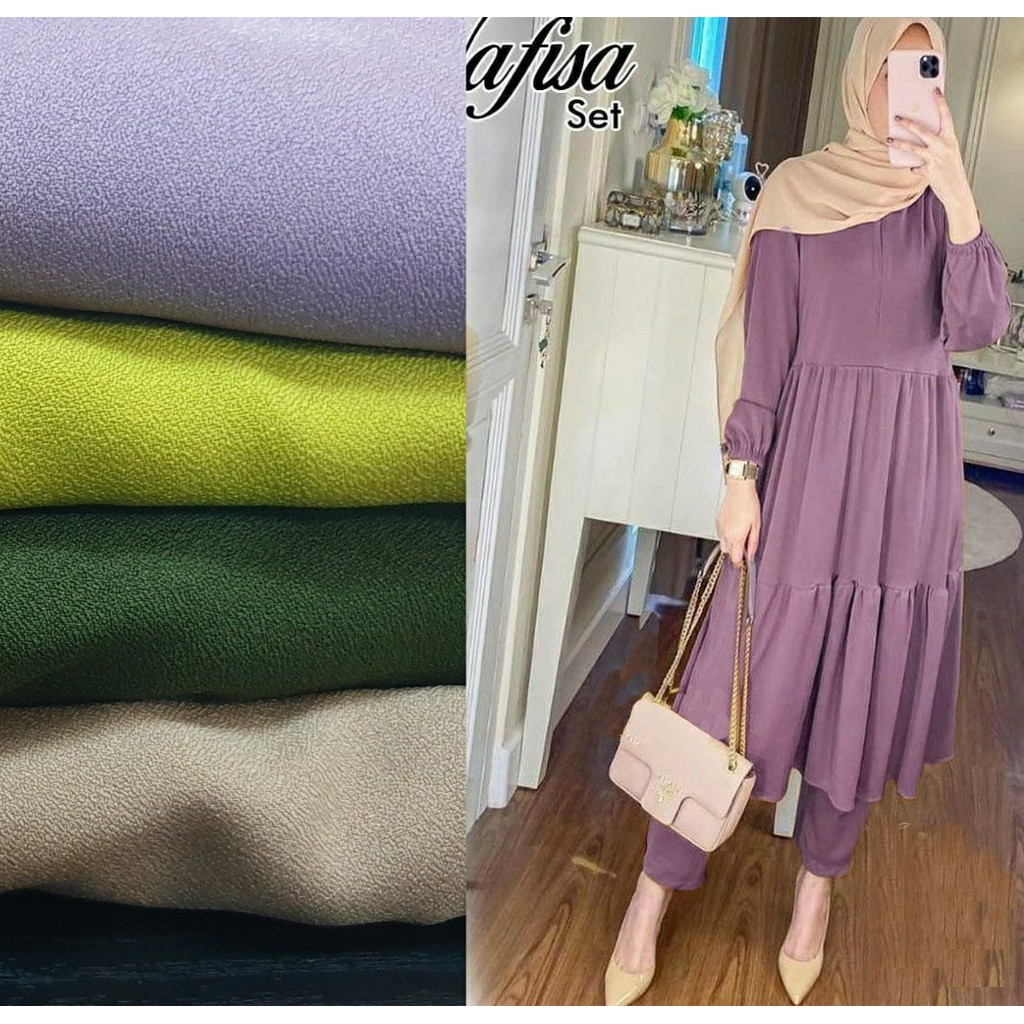 ONE SET NAFISA MAT ITY MANGO CREPE SIZE S M L XL XXL SETELAN CELANA WANITA SETCEL FASHION MUSLIM MODERN UKURAN KUMPLIT KECIL NORMAL BESAR GEDE BIG JUMBO OVERSIZE MODEL GAMIS CANTIK SUDAH TERMASUK CELANA PAKAIAN REMAJA DEWASA KALEM SIMPEL NYAMAN DI PAKAI