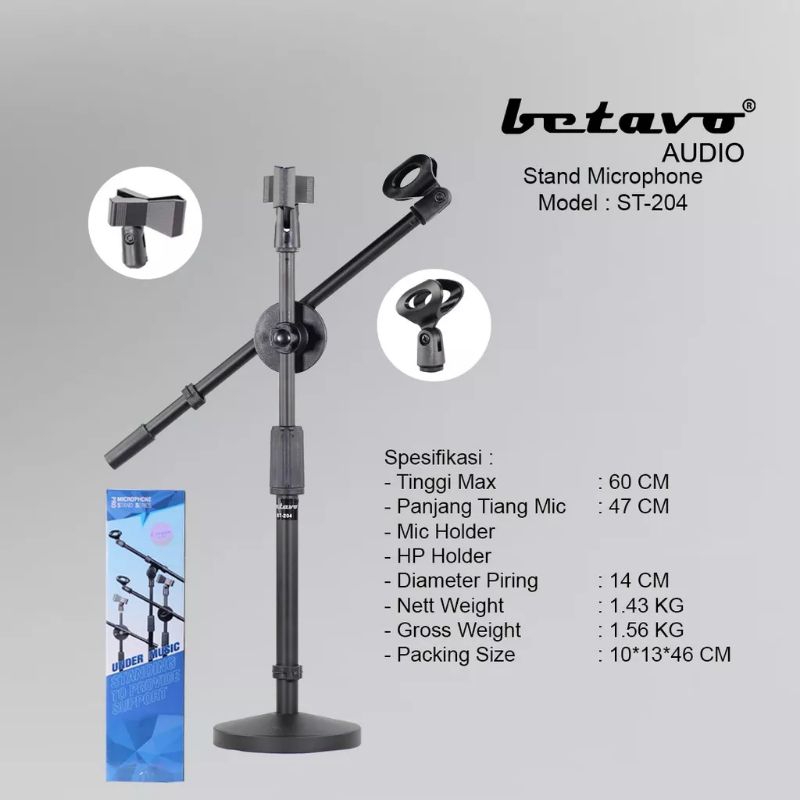 STAND MIC MEJA BESI KAKI BULAT - BETAVO ST 204