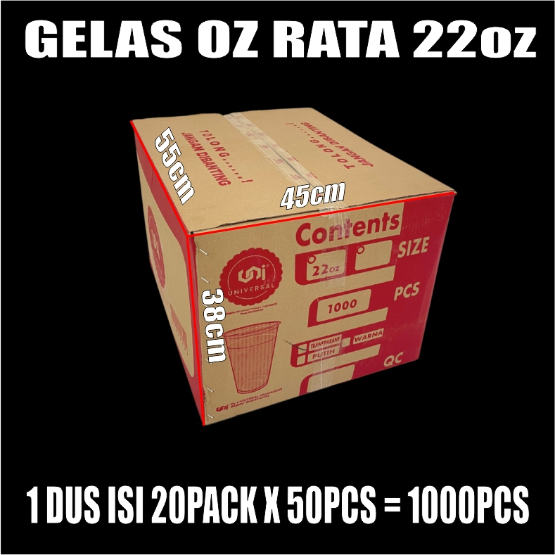 Gelas oz Rata 22oz Cup Plastik Datar Per Pack Murah