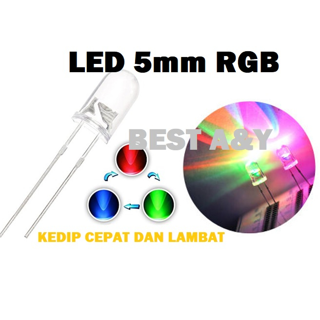 Led RGB 5mm Pelangi Rainbow Blink Berubah Warna Warni Disco Kedip Colorful Blinking Flashing