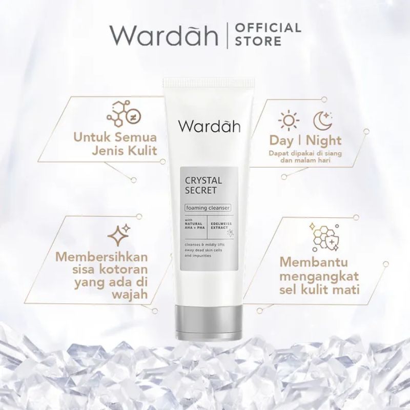 Wardah Crystal Secret Foaming Cleanser With Natural AHA+PHA 100ml | Sabun Cuci Muka