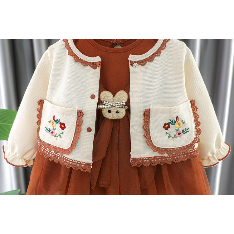 SD13 Set Dress dan cardigan anak dan bayi motif kelinci