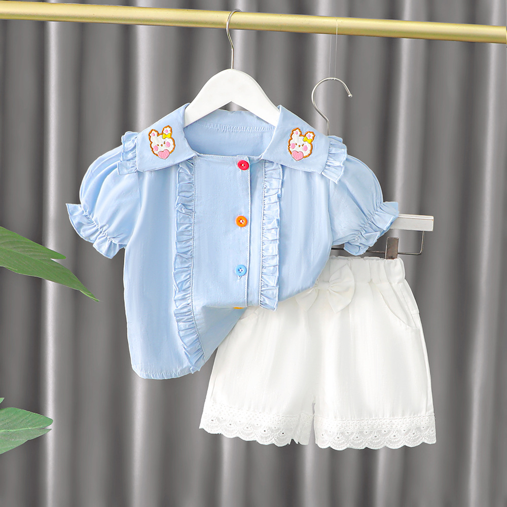 SK23 Setelan anak dan bayi motif renda kelinci hati kualitas premium