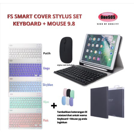 Ipad 10/ 10.9 2022 Paket Super Lengkap Sarung Keyboard Mouse Fs Smart Cover Stylus Flip Cover Sarung Buku CaseSeller