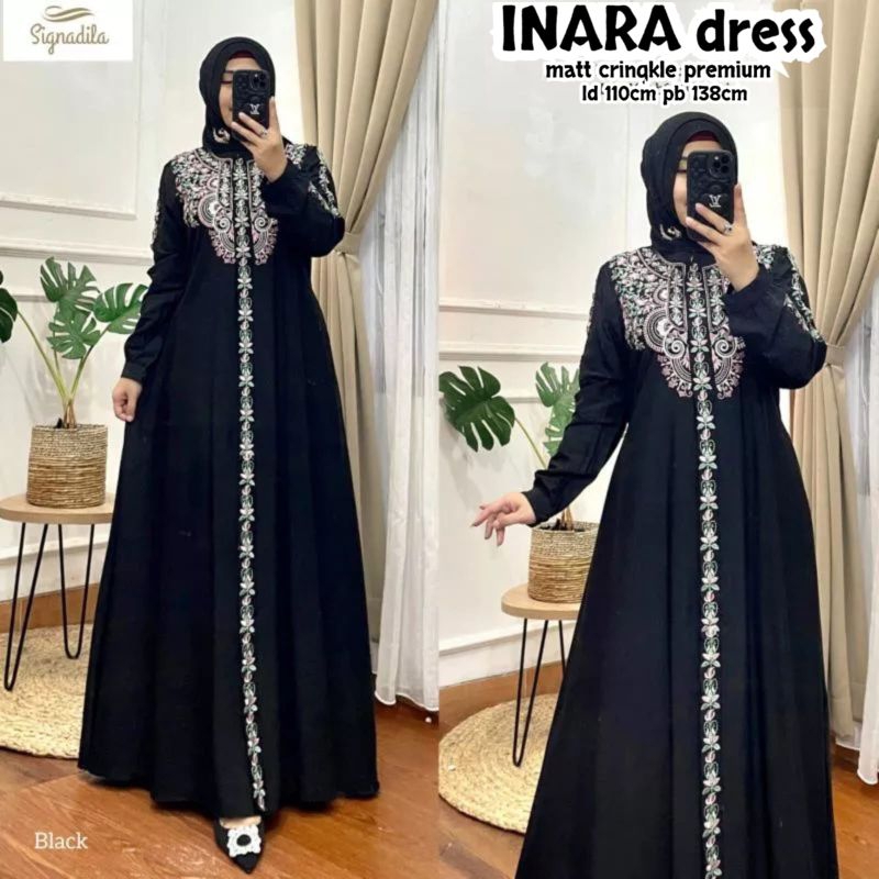 Fashion Muslim Gamis RENATA  INARA  HAVAYA crinkle bordir cringkle airflow dress maxy kekinian terlaris