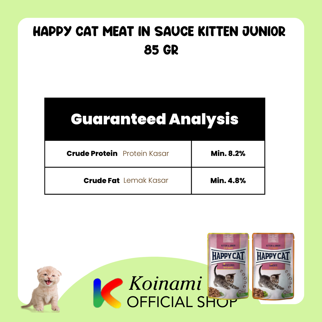 Happy cat Meat in Sauce Kitten &amp; Junior 85gr / Farm Poultry / Farm Duck / Makanan Kucing