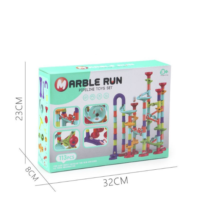 Marble Run Building Blocks 113 Pcs / DIY Set Mainan Konstruksi 3D Maze Ball Roll / Pipa Seluncuran Bola Kelereng CBKS BS