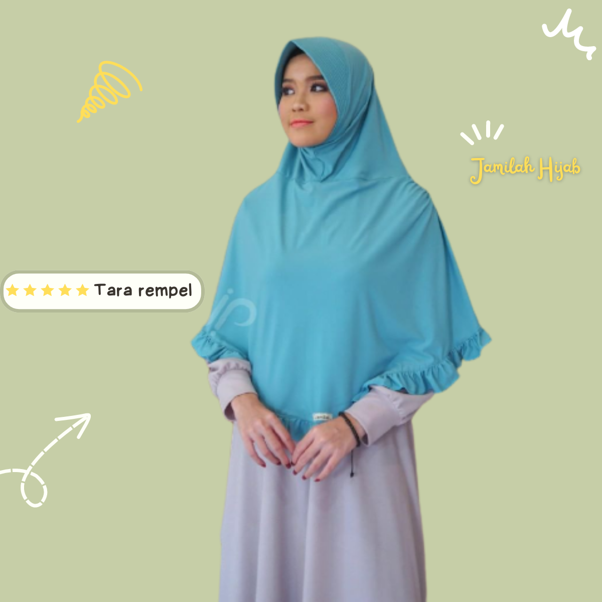 Jamilah Hijab Tara Rempel Yersi Kerudung Instan Jumbo ORI Jamilah Hijab Size L Jilbab Instan Jumbo Bergo Jersey premium