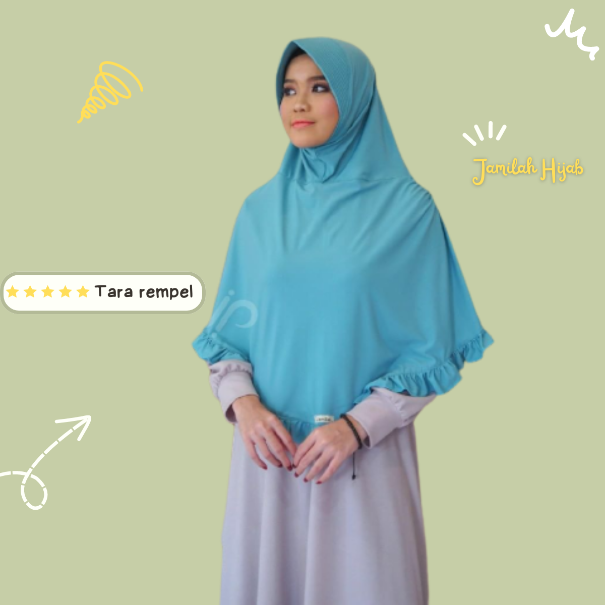 Jamilah Hijab Tara Rempel Yersi Kerudung Instan Jumbo ORI Jamilah Hijab Size L Jilbab Instan Jumbo B