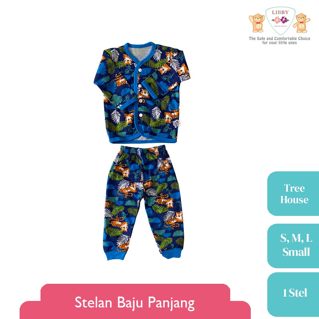 LIBBY Stelan Baju Panjang Anak Kecil Motif Tree House (1 stel)