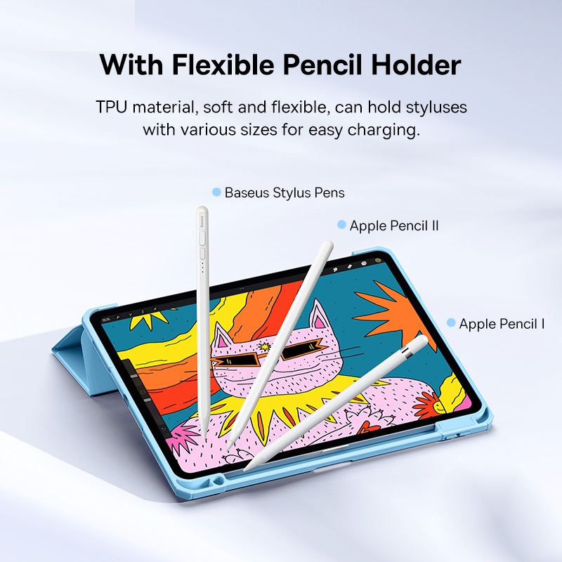 Case Akrilik Stand Folio For iPad Air 4th 5th Generation 10.9 inch M1 Magic Flip Cover Tablet Auto Sleep Casing Soft TPU Pen Slot