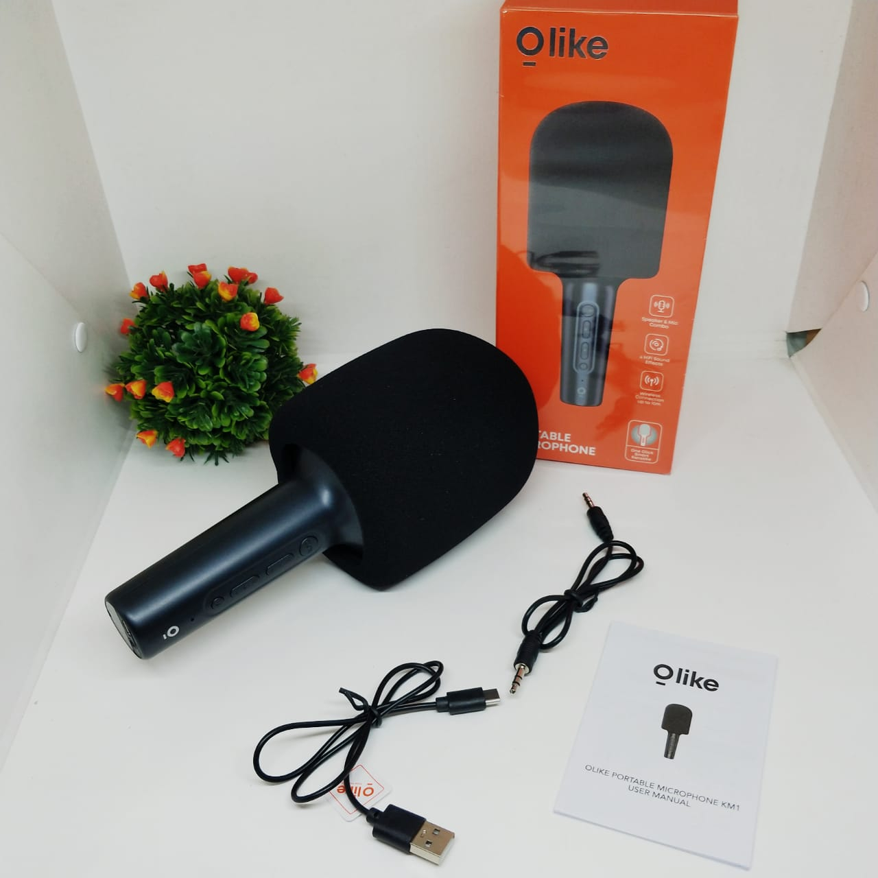 grosir Olike KM1 Microphone Portable Bluetooth 5.0 Mic Combo Smart Karaoke MIC VIRAL SUPER BASS by.sultan roxy