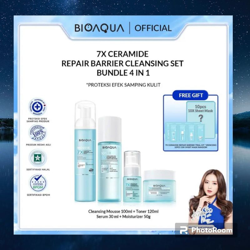 [TERMURAH] BIOAQUA 7X Ceramide Skincare Paket Repair Barrier Set With Moisturizer Cream/Paket Skinca