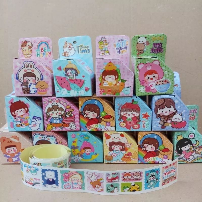 

momo sticker roll stiker lucu aesthetic korea