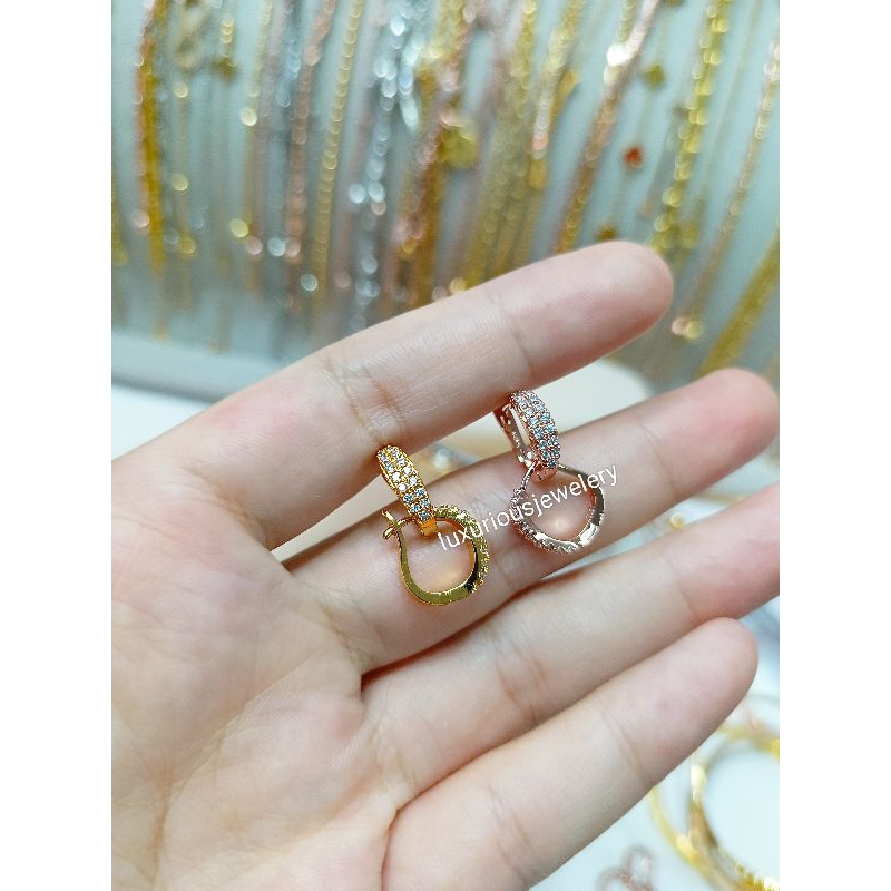 Anting klip premium cutting diamond look