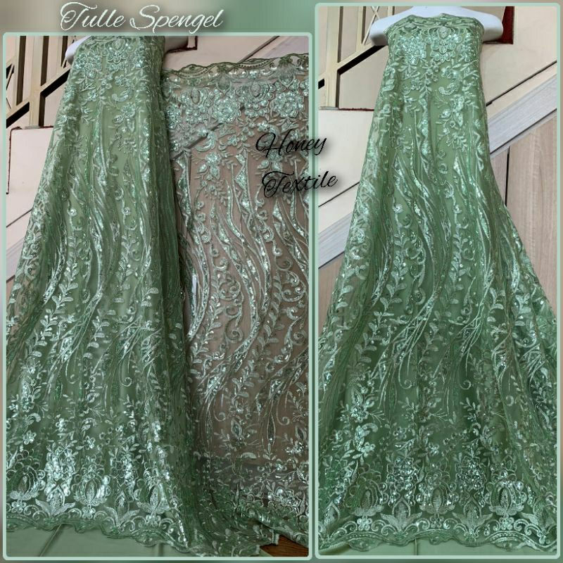 Kain Tile/Tulle Spengal, kain tile brokat, tile mutiara,tile bordir, tile polos, tile glitter (Harga