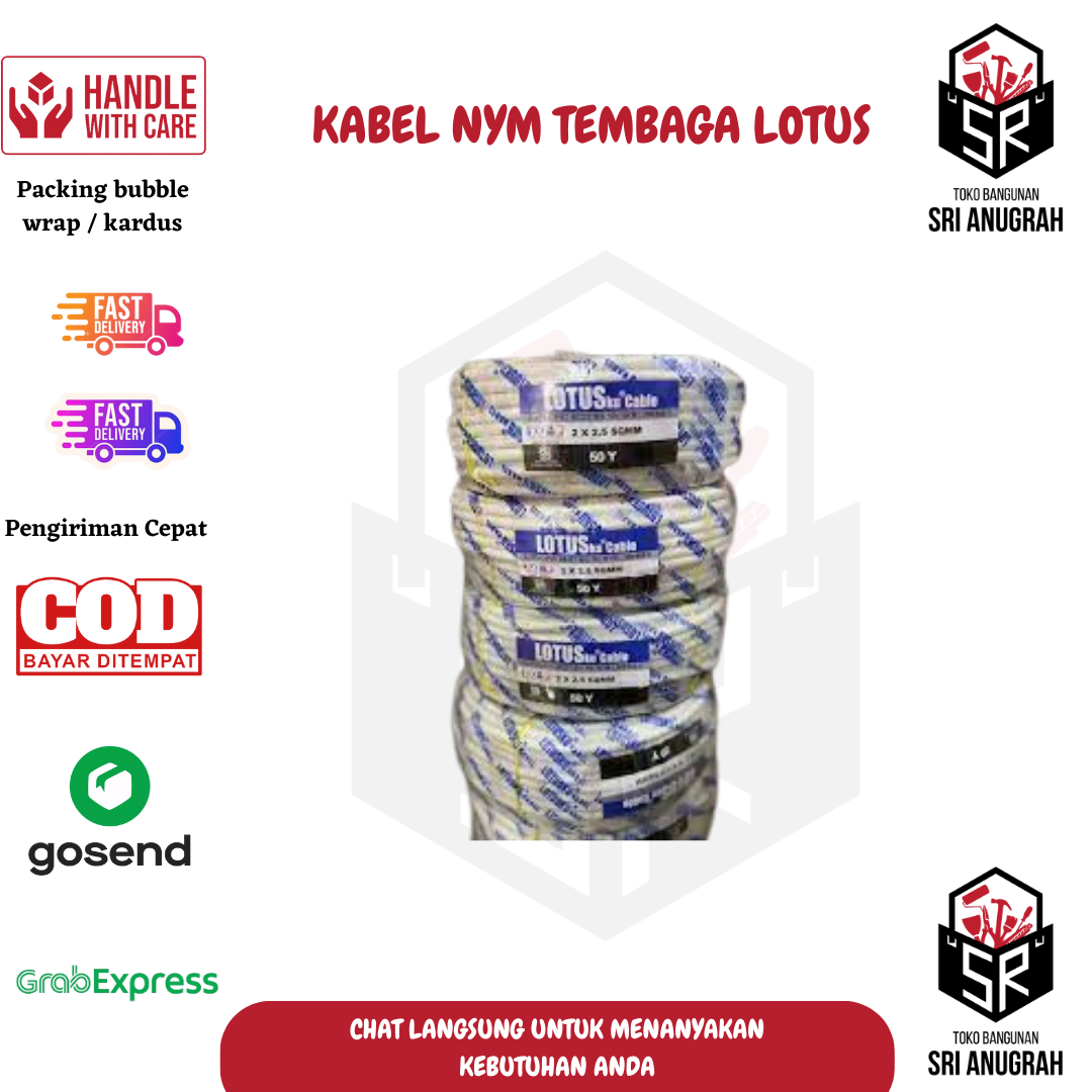 Kabel NYM Tembaga Lotusku 50Yard Meteran
