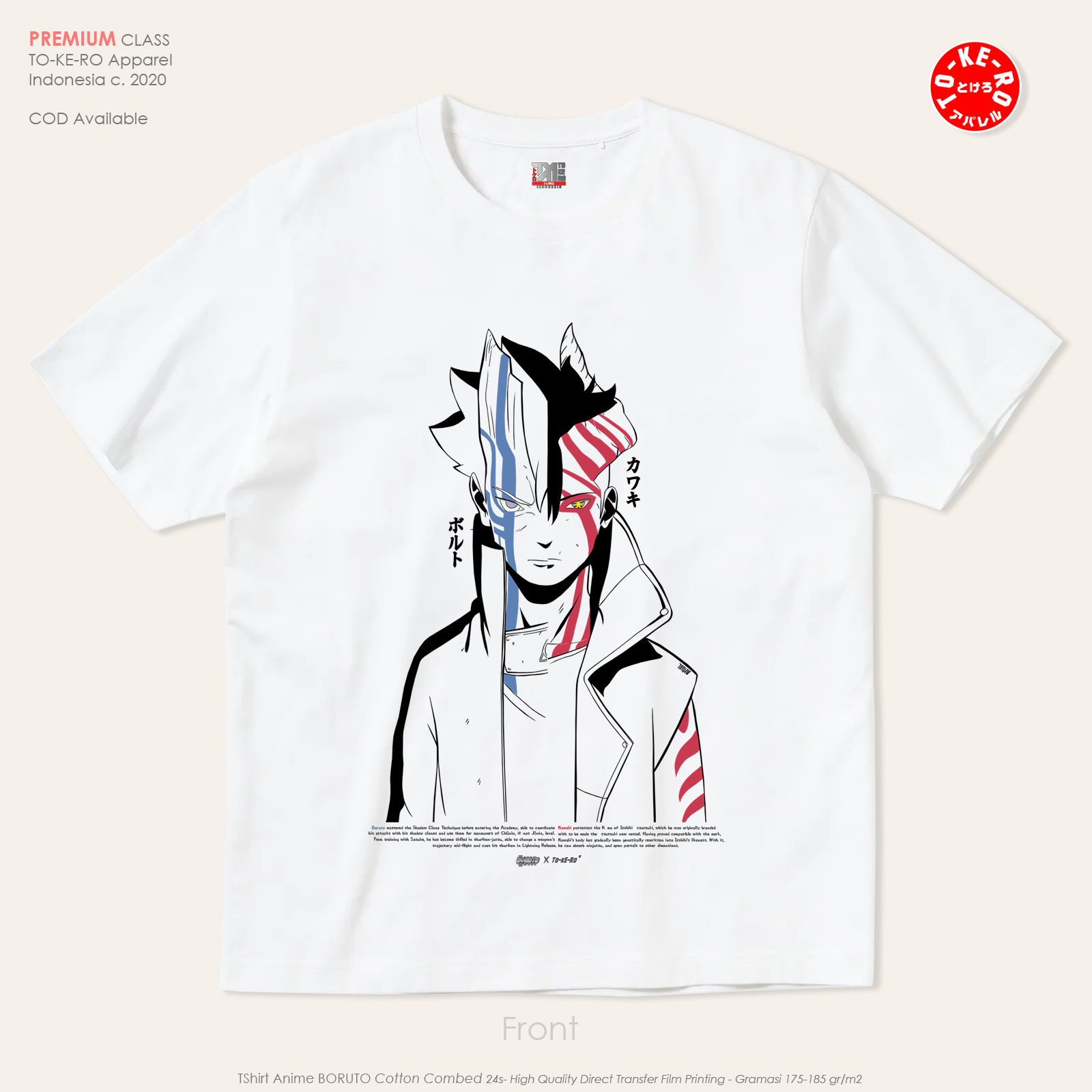 Kaos Anime BORUTO Naruto Next Generation [ Boruto X Kawaki ] [White]