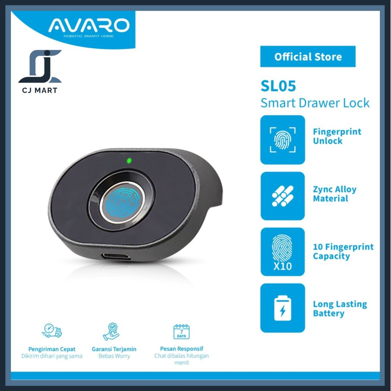 AVARO Smart Fingerprint Drawer Lock Cabinet SL05