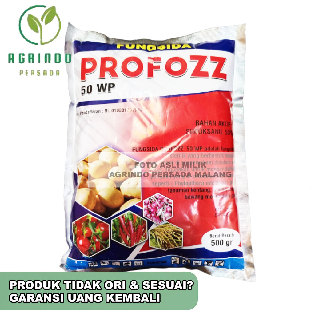 Fungisida sistemik PROFOZZ 50 WP 500 gr | Fungisida Profozz 500 gr | Bahan aktif Simoksanil untuk mengendalikan Busuk daun dan Hawar Daun