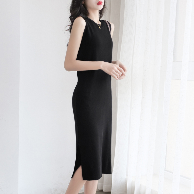 【Premium】Korean Midi Dress Bodycon Armsless Casual 2100