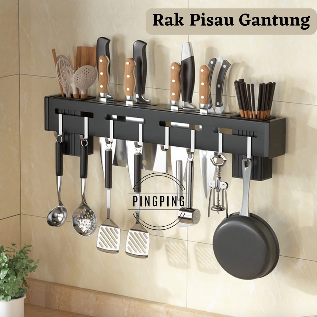 Rak Dapur Gantung Stainles / Rak Pisau Gantung / Rak Sendok Garpu Gantung