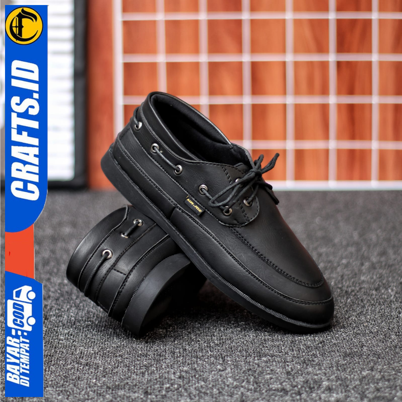 SepatuFormal Pantofel Pria Tali Hitam Kulit PU Original Brown Black Kantor Crafs Dario